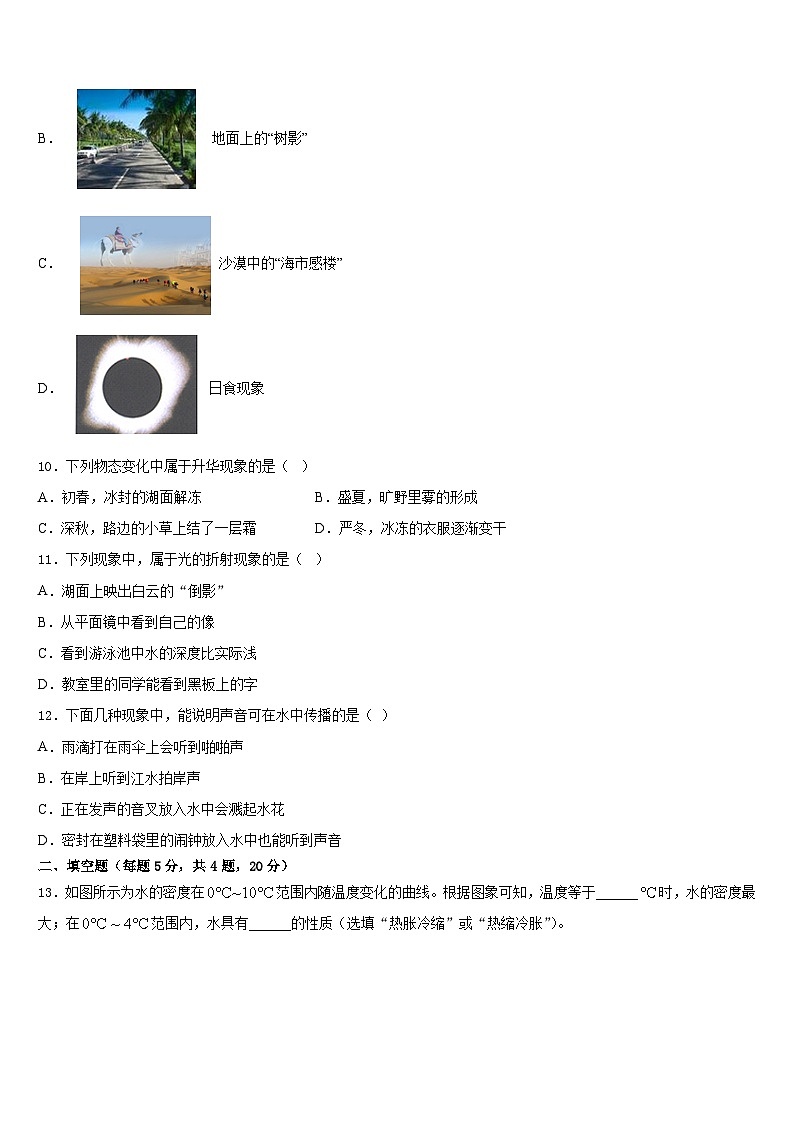 2023-2024学年安徽省和县八上物理期末达标检测试题含答案第3页