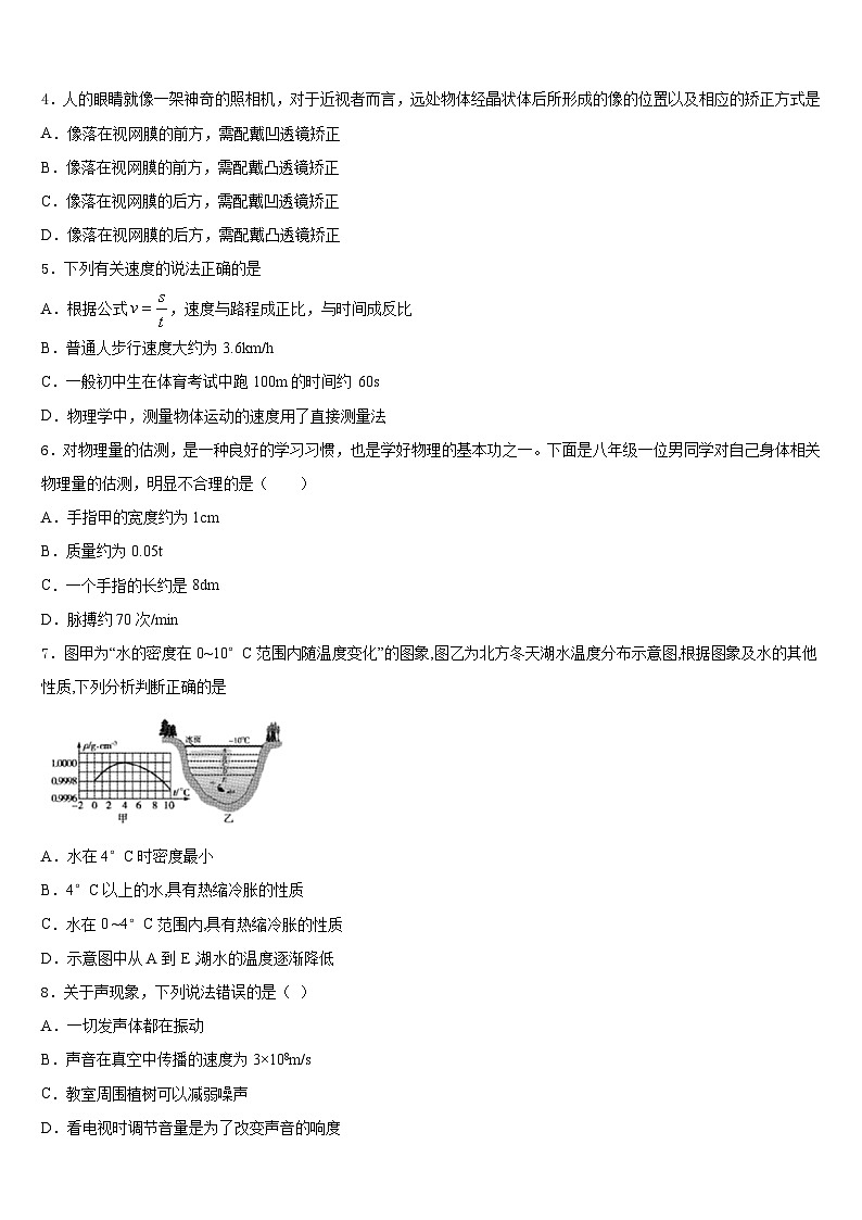 2023-2024学年山东省岱岳区马庄中学八上物理期末达标检测试题含答案第2页