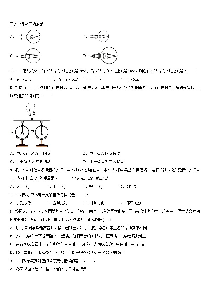 2023-2024学年山东省济南历下区物理八年级第一学期期末调研试题含答案第2页