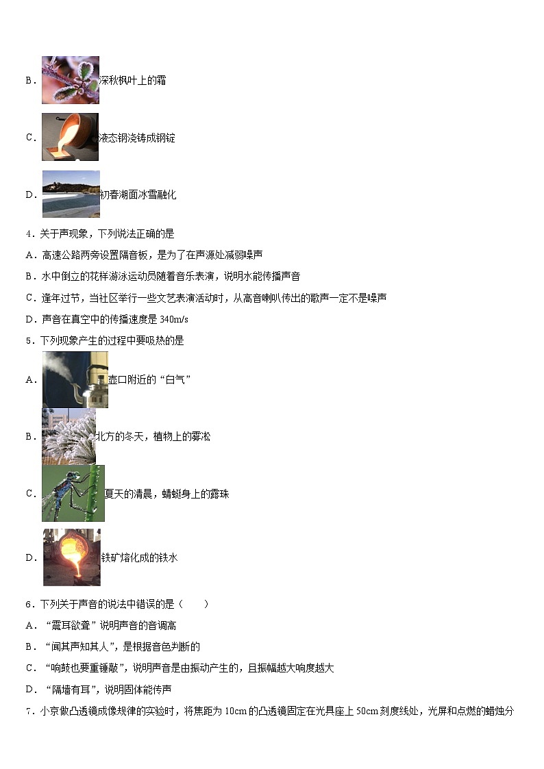 2023-2024学年山东省菏泽市巨野县八年级物理第一学期期末调研试题含答案第2页