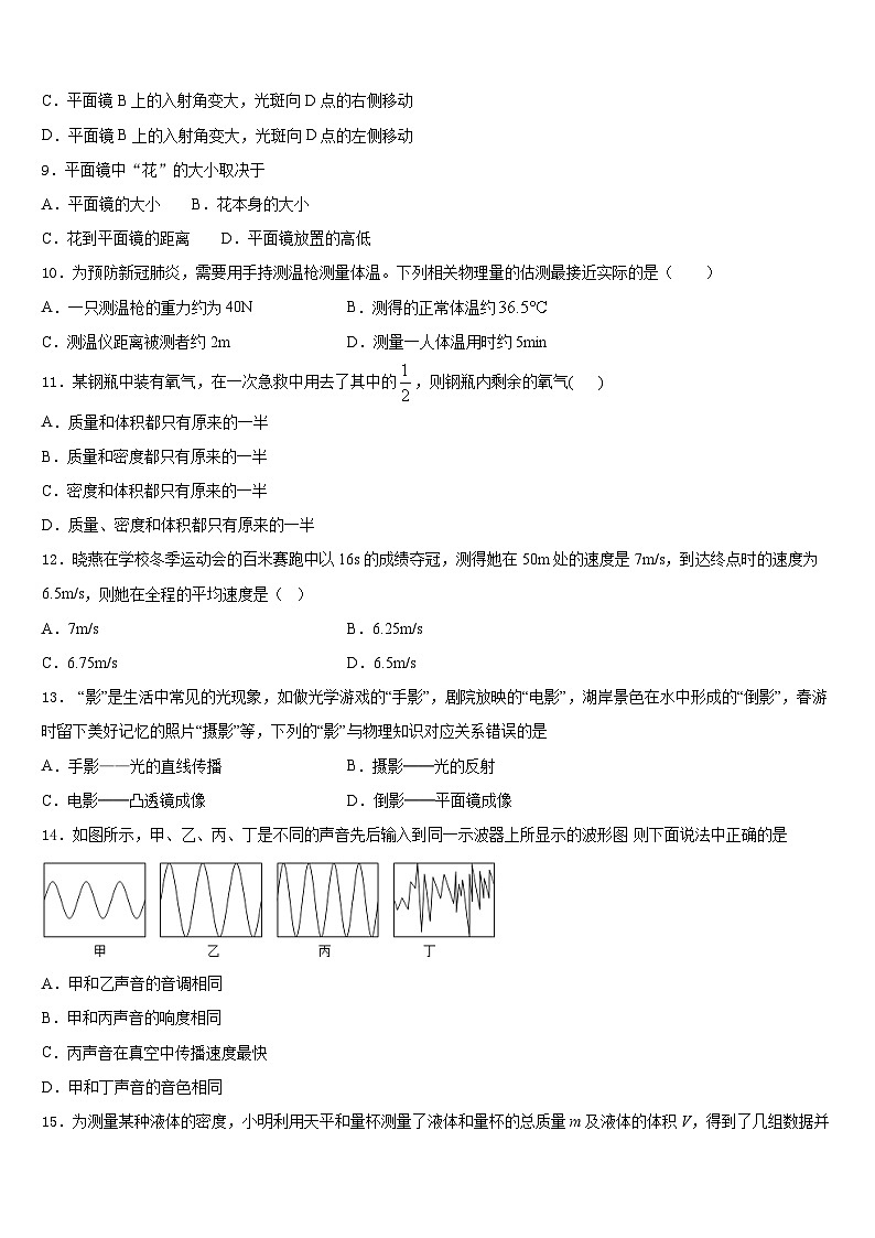 2023-2024学年山东省莱芜市莱城区腰关中学八上物理期末综合测试试题含答案第3页