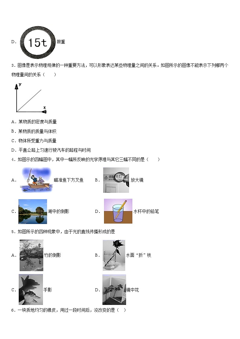 2023-2024学年广东省佛山市八年级物理第一学期期末学业质量监测试题含答案02