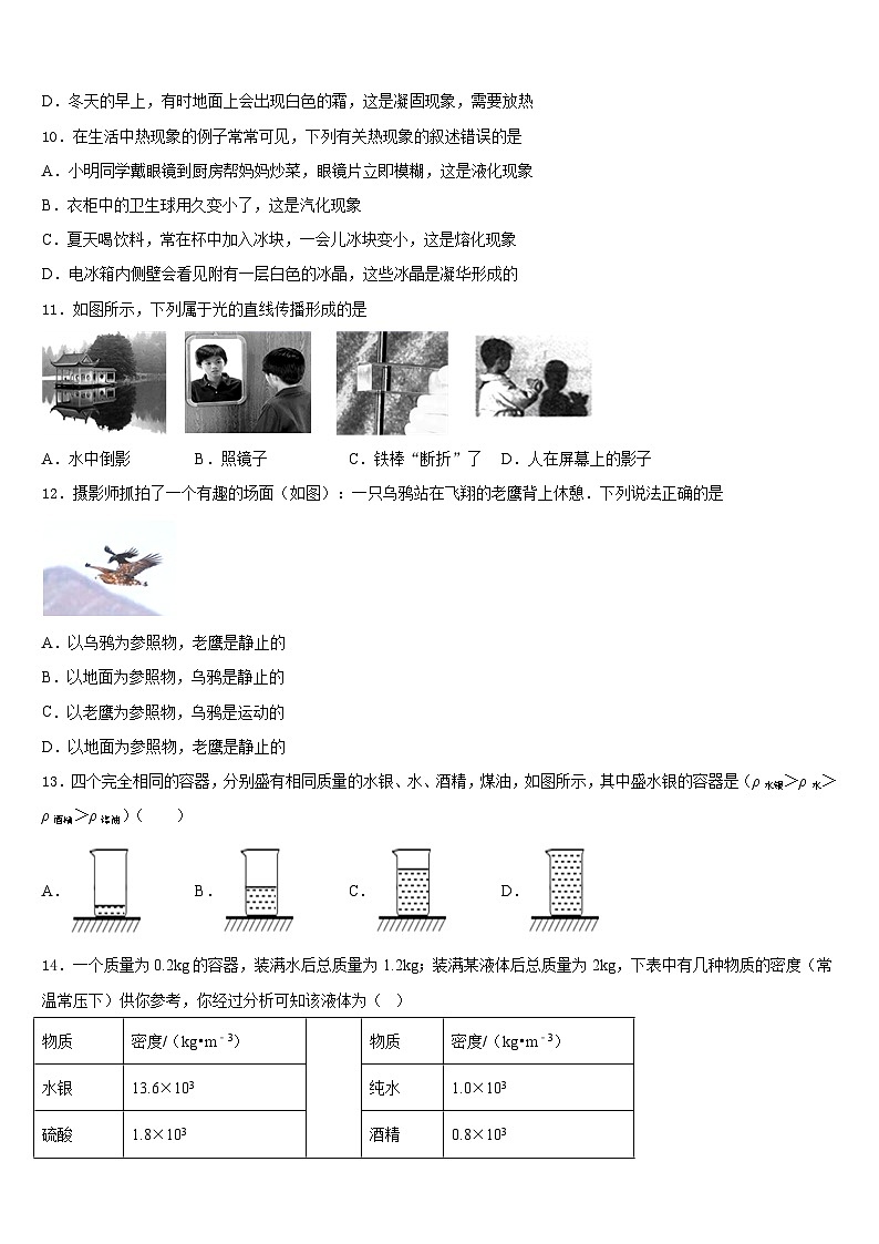 2023-2024学年山西省阳泉市郊区八上物理期末调研模拟试题含答案03