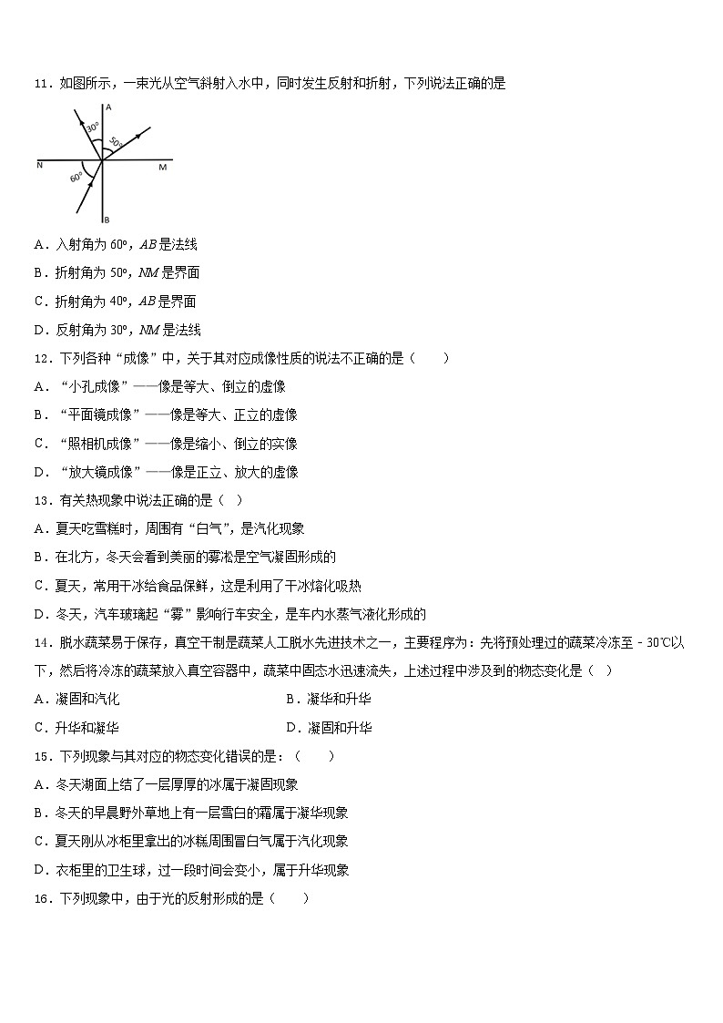 2023-2024學(xué)年廣東省廣州市南沙區(qū)博海學(xué)校物理八年級第一學(xué)期期末質(zhì)量跟蹤監(jiān)視模擬試題含答案第3頁