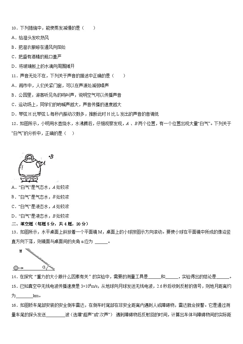 2023-2024学年广东省江门市台山市八年级物理第一学期期末学业质量监测试题含答案第3页
