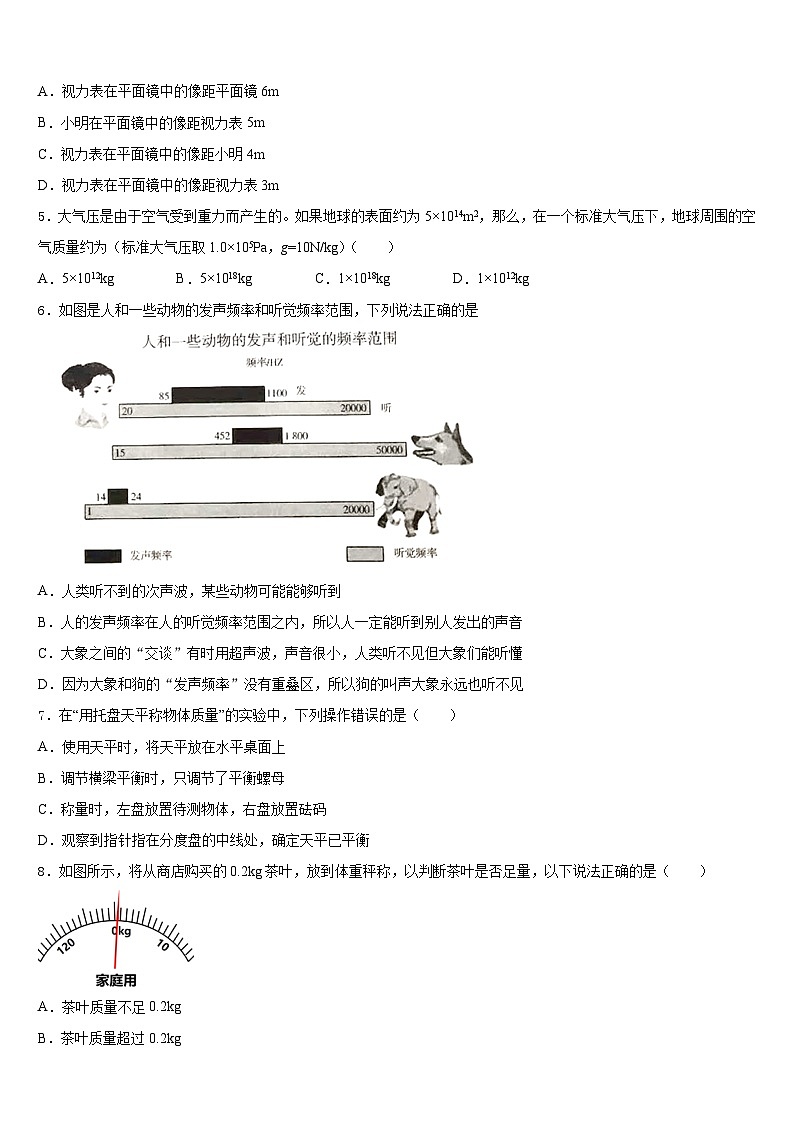2023-2024学年广东省茂名市电白县八年级物理第一学期期末考试模拟试题含答案第2页