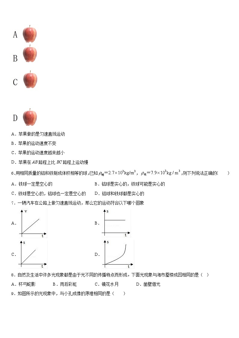 2023-2024学年广东省深圳市龙岗区南湾学校八上物理期末达标检测试题含答案第2页
