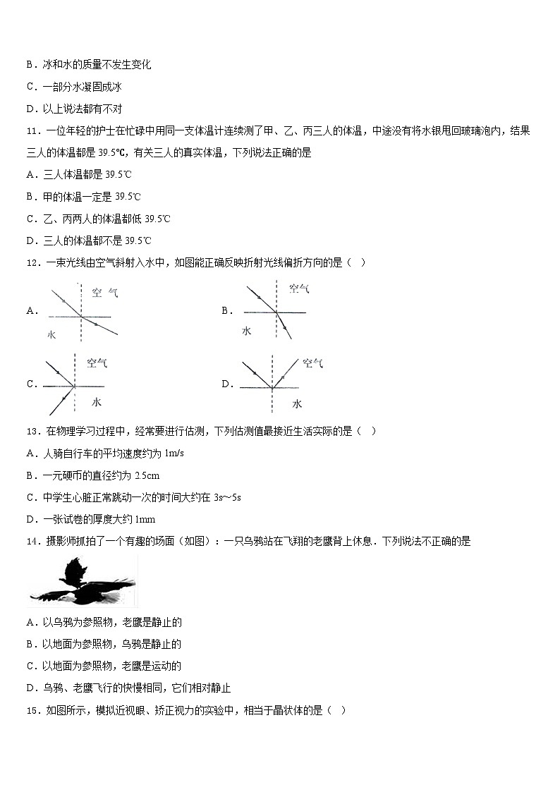 2023-2024学年广东省深圳市十校联考八上物理期末学业质量监测试题含答案第3页