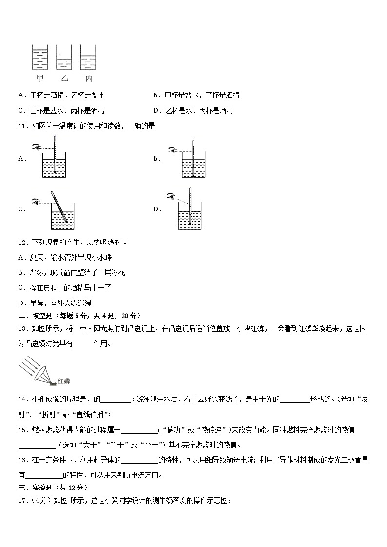 2023-2024学年江苏省常州市溧阳市八上物理期末质量检测试题含答案第3页