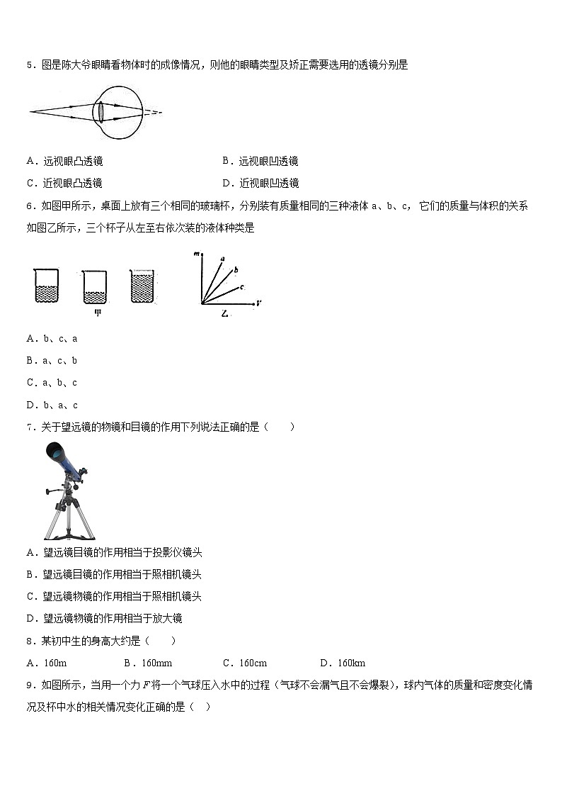 2023-2024学年江苏省无锡市敔山湾实验学校物理八上期末质量检测试题含答案02
