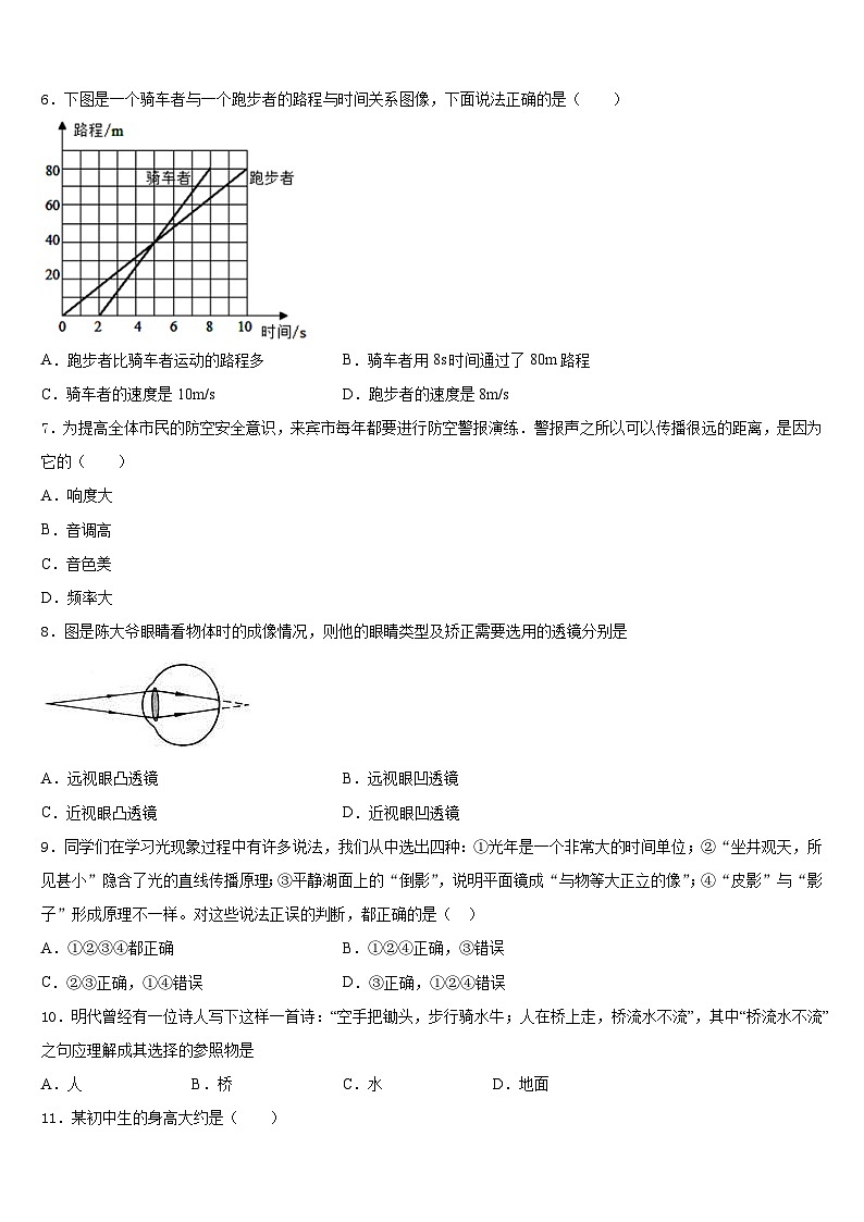 2023-2024学年江苏省徐州市撷秀中学物理八上期末监测试题含答案第2页