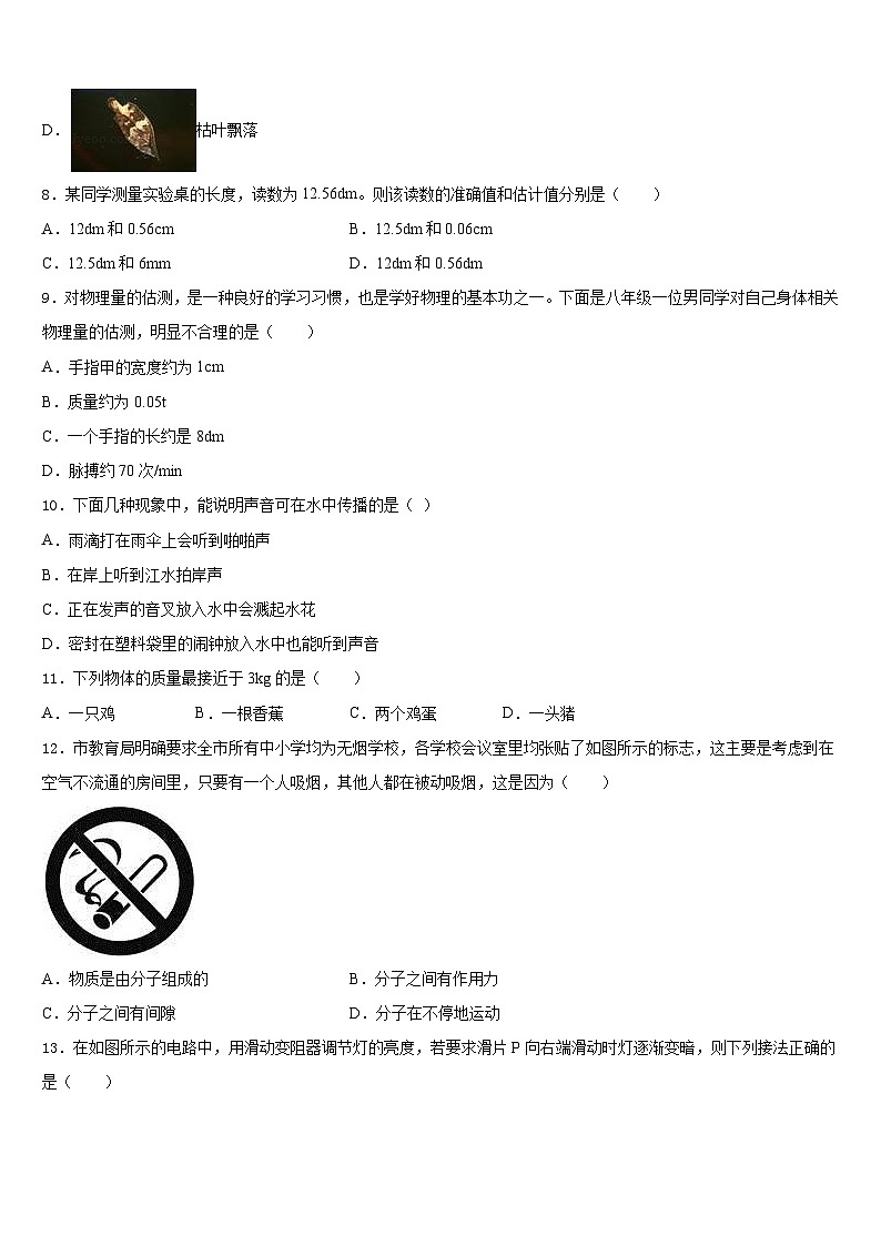 2023-2024学年江苏省泰州市高港区八年级物理第一学期期末达标检测试题含答案第3页