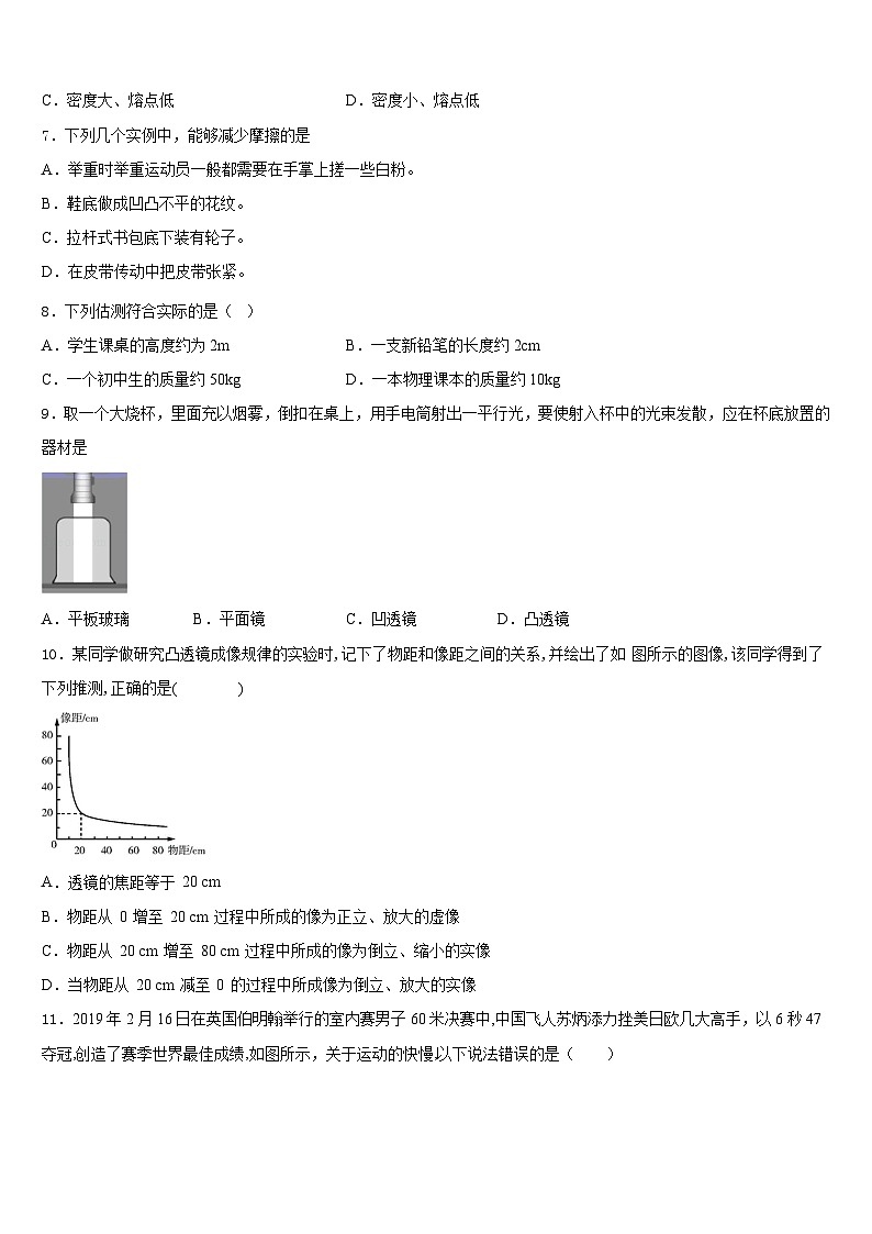 2023-2024学年江苏省无锡市江阴市长泾片八上物理期末复习检测模拟试题含答案03