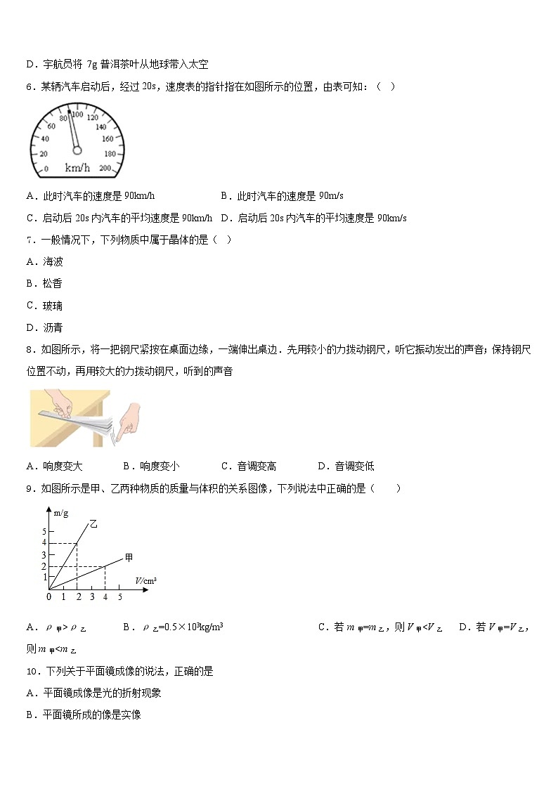 2023-2024学年江苏省泰州市泰兴市黄桥初级中学八上物理期末监测模拟试题含答案02