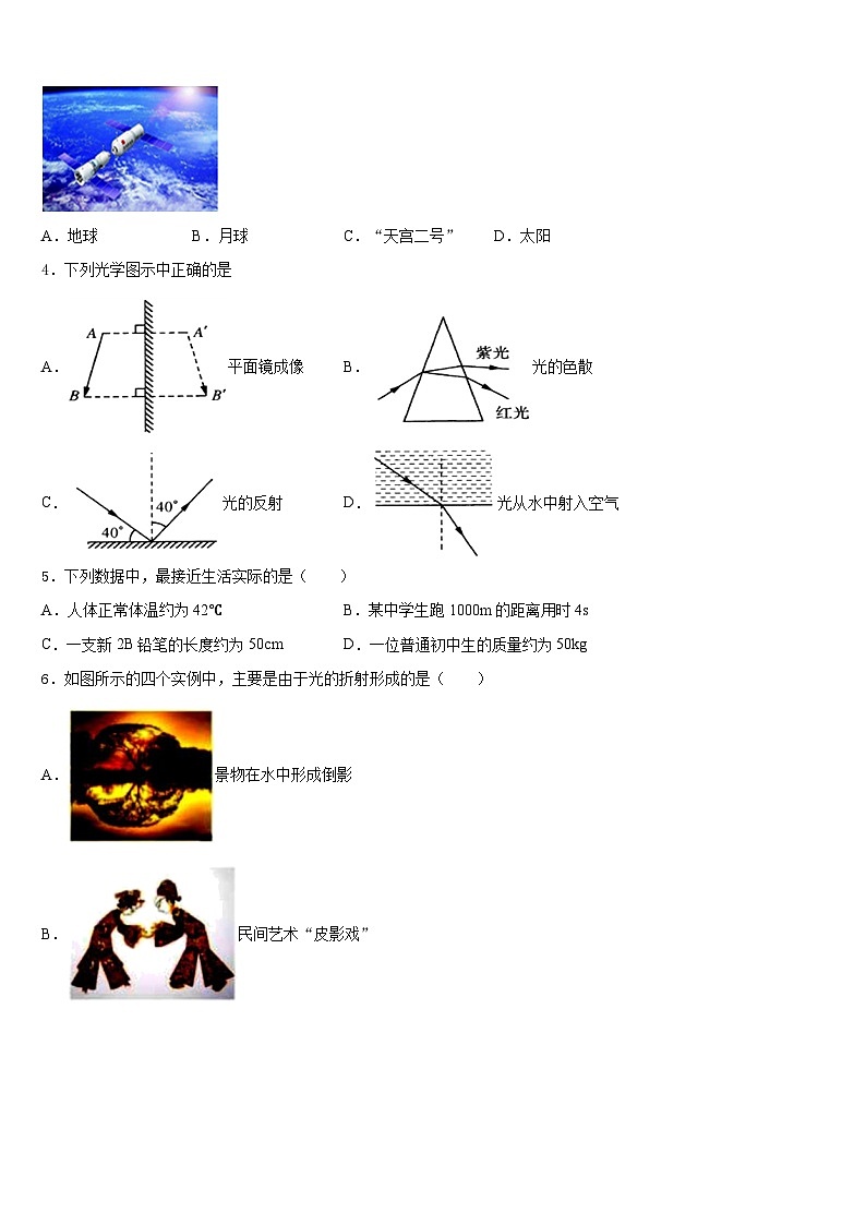 白山市重点中学2023-2024学年八上物理期末联考模拟试题含答案第2页