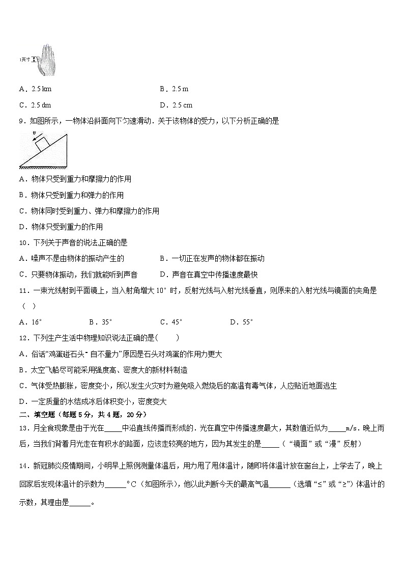 2023-2024學(xué)年滄州市重點中學(xué)物理八年級第一學(xué)期期末綜合測試模擬試題含答案第3頁