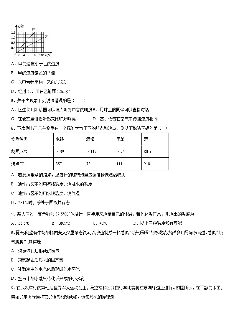2023-2024学年江西省婺源县联考物理八上期末考试模拟试题含答案第2页