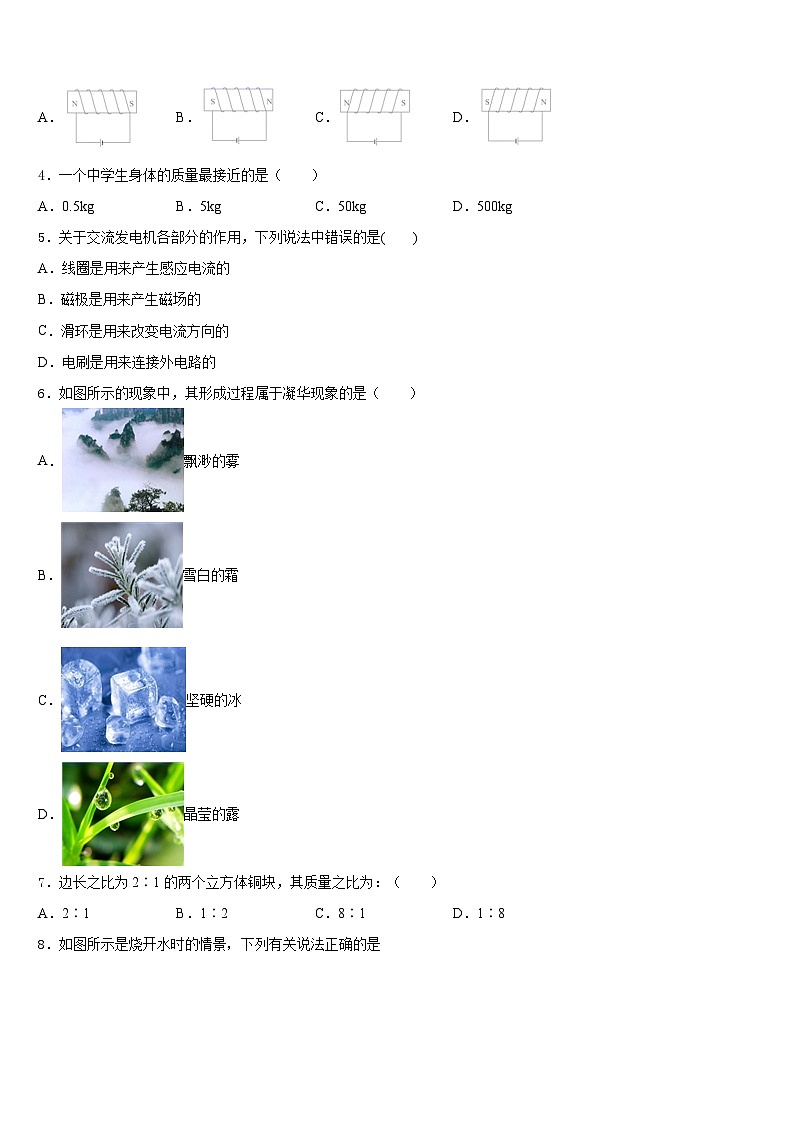 2023-2024学年河北省邯郸市大名县物理八上期末达标测试试题含答案02
