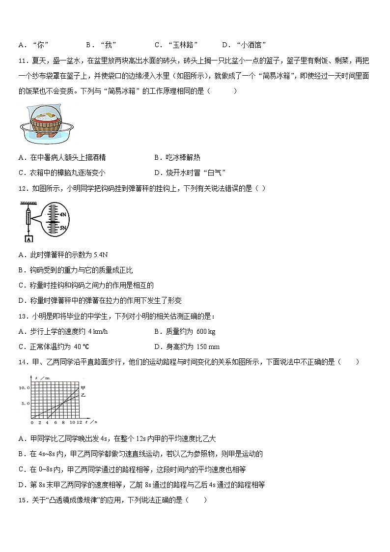 2023-2024學(xué)年河北省石家莊新世紀(jì)外國語學(xué)校物理八年級(jí)第一學(xué)期期末學(xué)業(yè)質(zhì)量監(jiān)測試題含答案第3頁