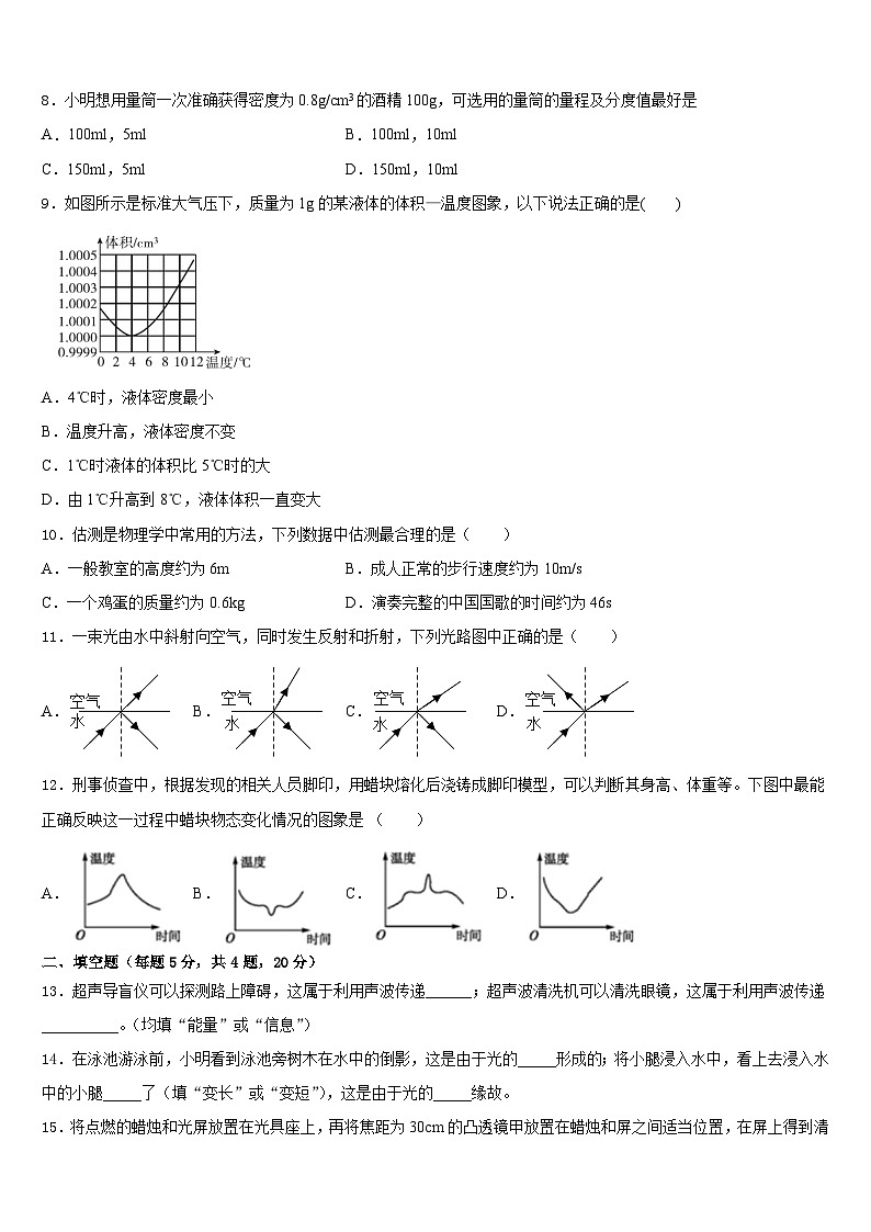 2023-2024学年浙江省嘉兴市秀洲区、经开区七校八上物理期末调研模拟试题含答案03