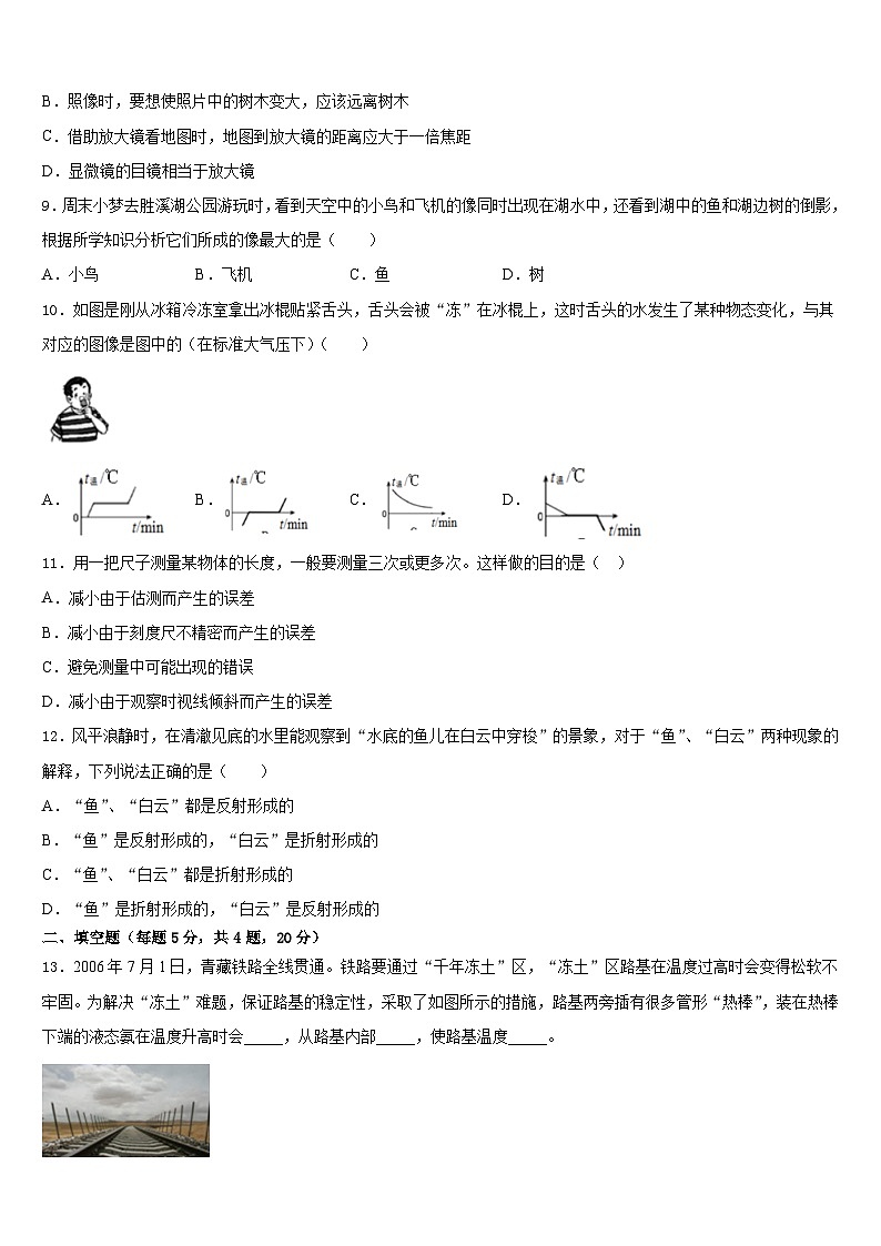 2023-2024学年浙江省丽水市名校八上物理期末检测模拟试题含答案03