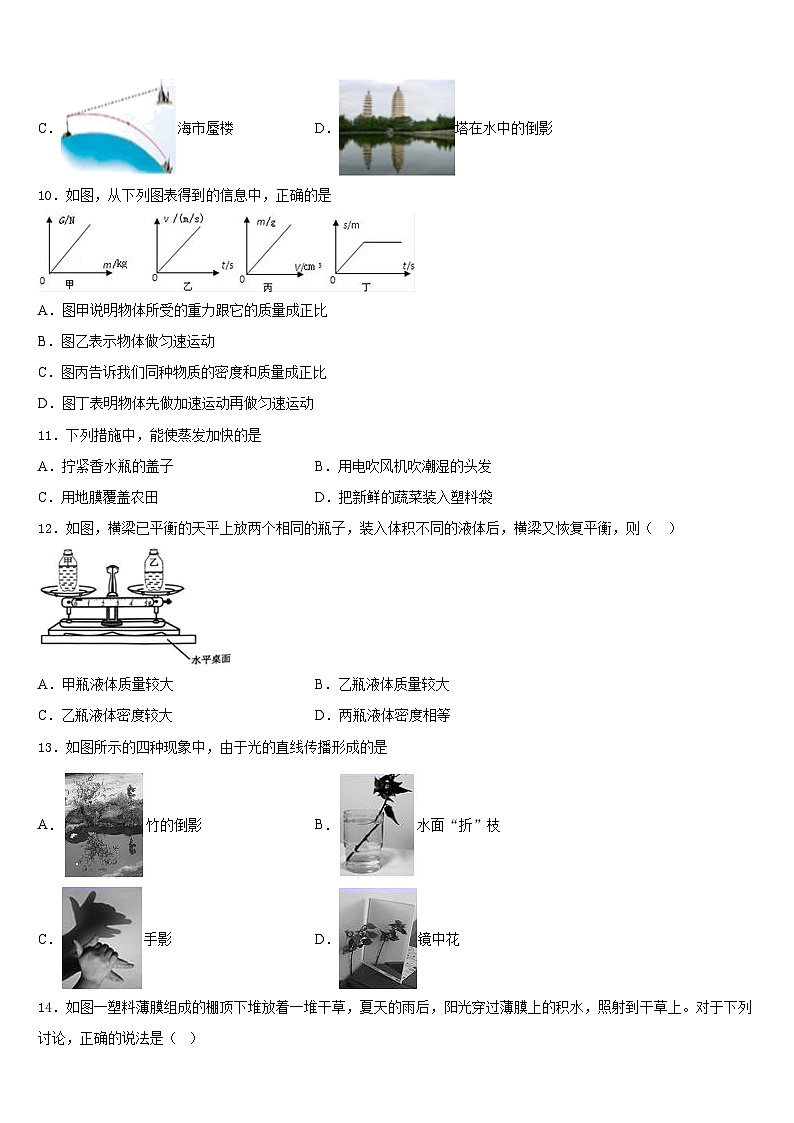 2023-2024学年浙江省宁波市宁波七中学教育集团物理八年级第一学期期末统考模拟试题含答案03