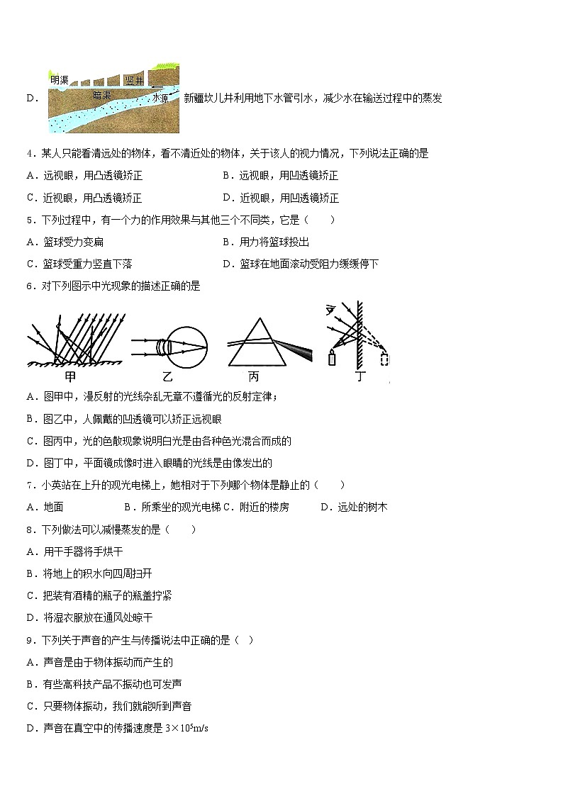 2023-2024学年湖北洪湖市瞿家湾中学八上物理期末达标检测模拟试题含答案02