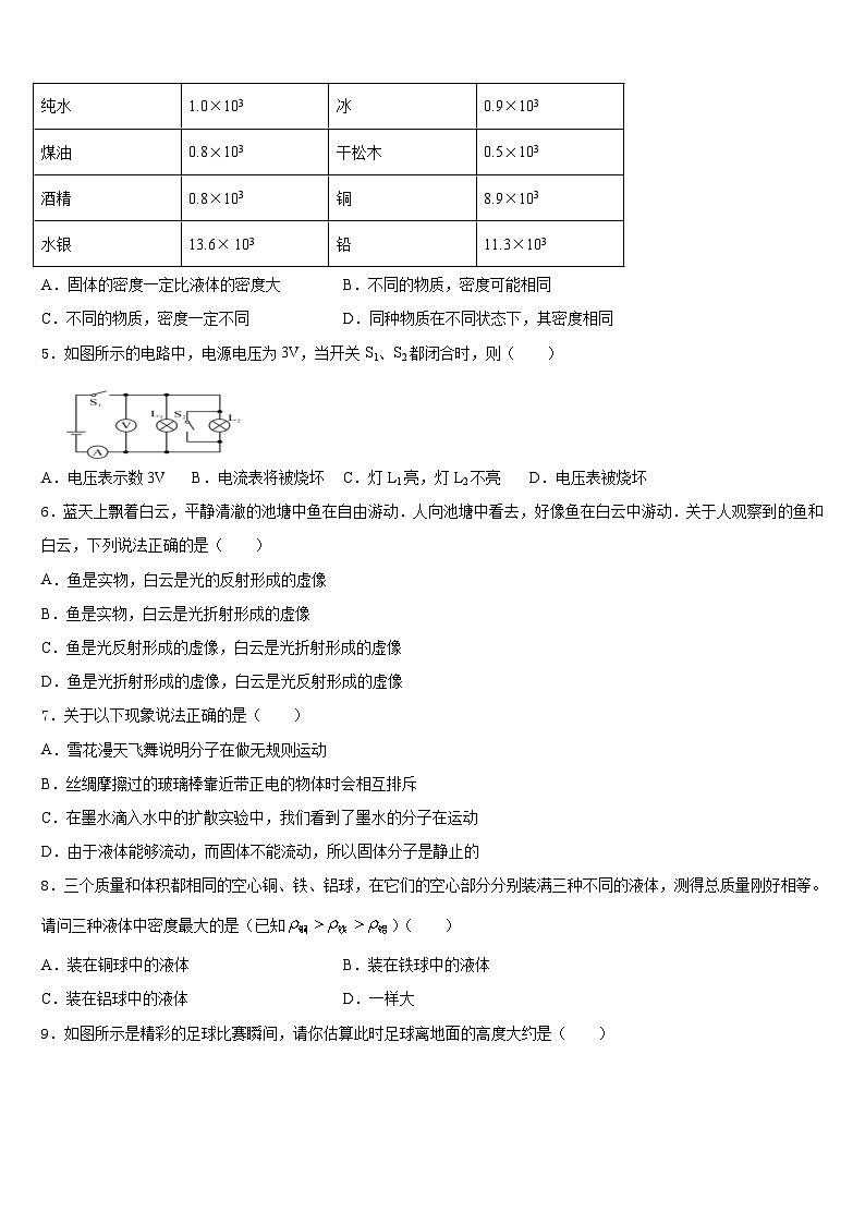 2023-2024学年浙江省绍兴市皋埠镇中学物理八年级第一学期期末检测模拟试题含答案02