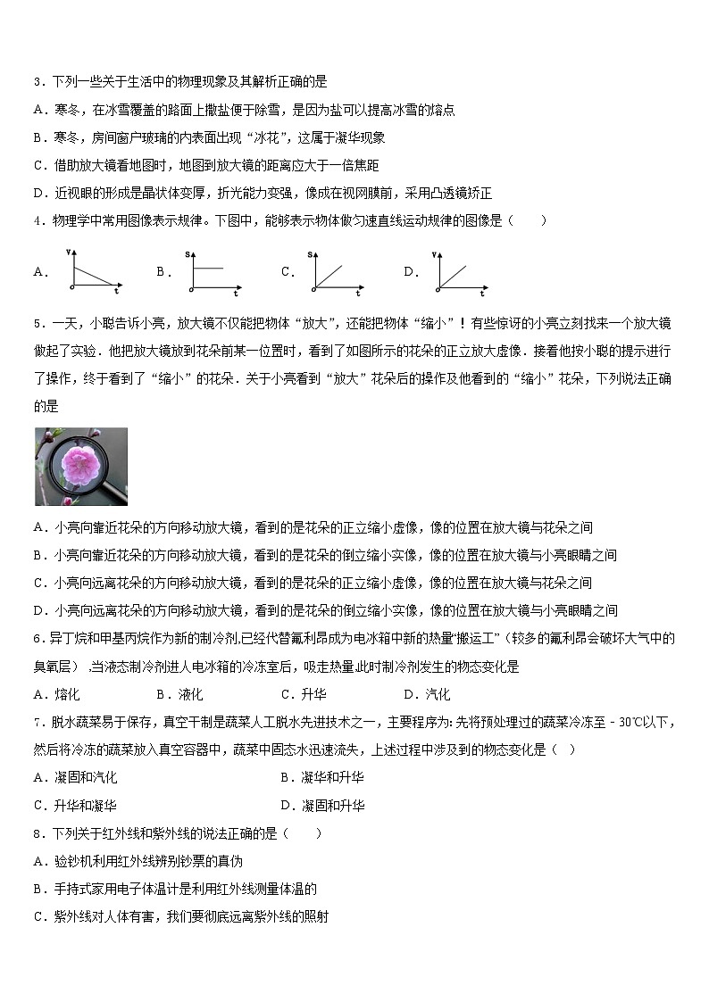 2023-2024学年湖北省武汉市求新联盟联考物理八年级第一学期期末调研模拟试题含答案02