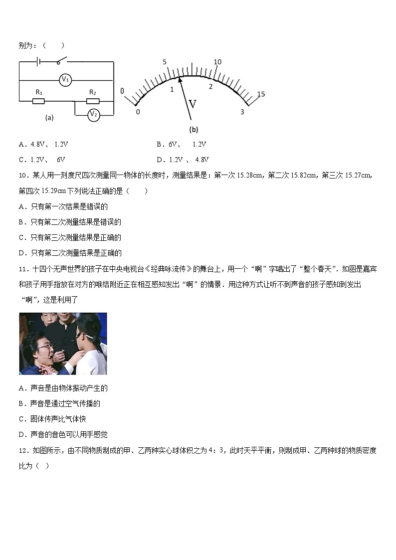2023-2024学年湖北省枣阳市鹿头镇初级中学八上物理期末监测模拟试题含答案第3页