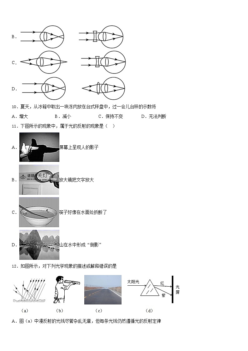 2023-2024学年湖北省黄冈市麻城市顺河镇八年级物理第一学期期末统考模拟试题含答案第3页