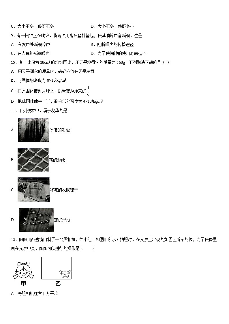 2023-2024学年湖南常德芷兰实验学校物理八年级第一学期期末教学质量检测试题含答案第3页