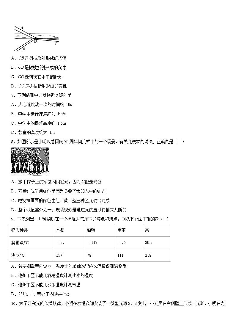 2023-2024学年湖南省凤凰县联考物理八年级第一学期期末统考模拟试题含答案第2页