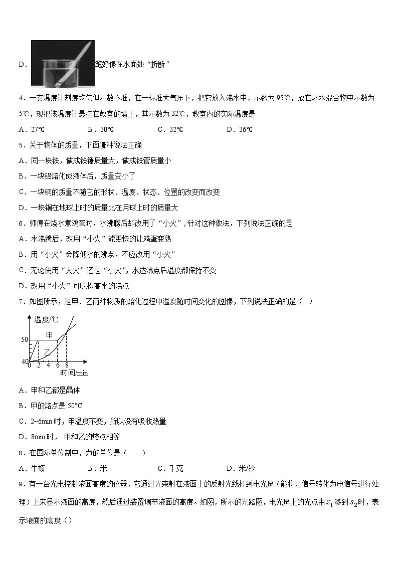 2023-2024学年湖南省师范大附属中学物理八上期末统考模拟试题含答案第2页