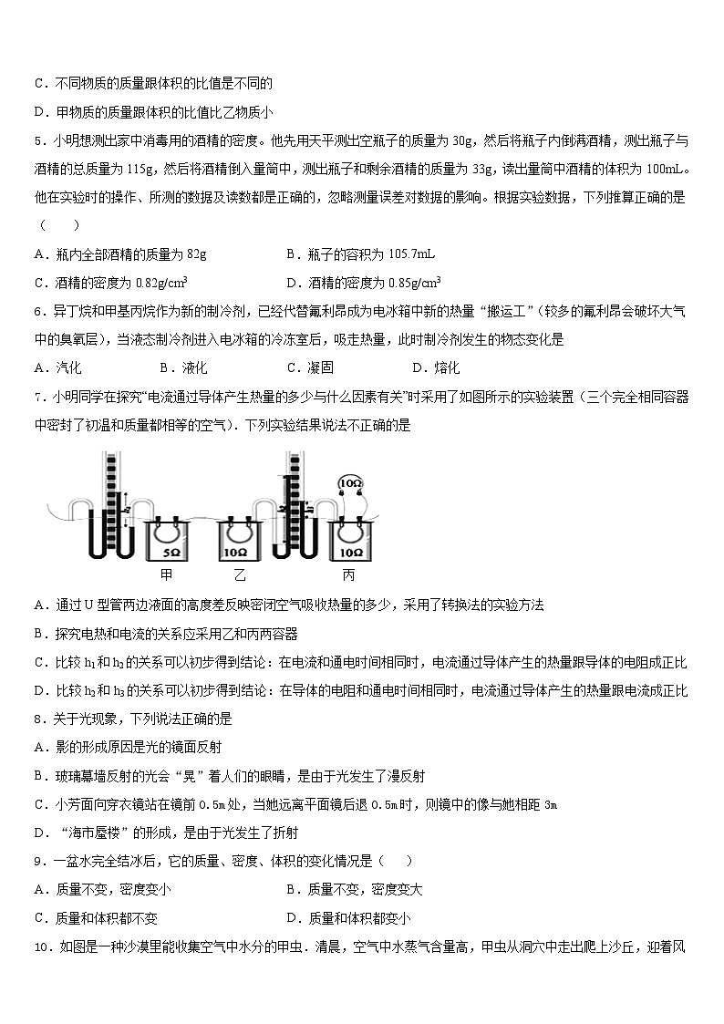 2023-2024学年湖南省邵阳市大祥区八上物理期末检测模拟试题含答案第2页