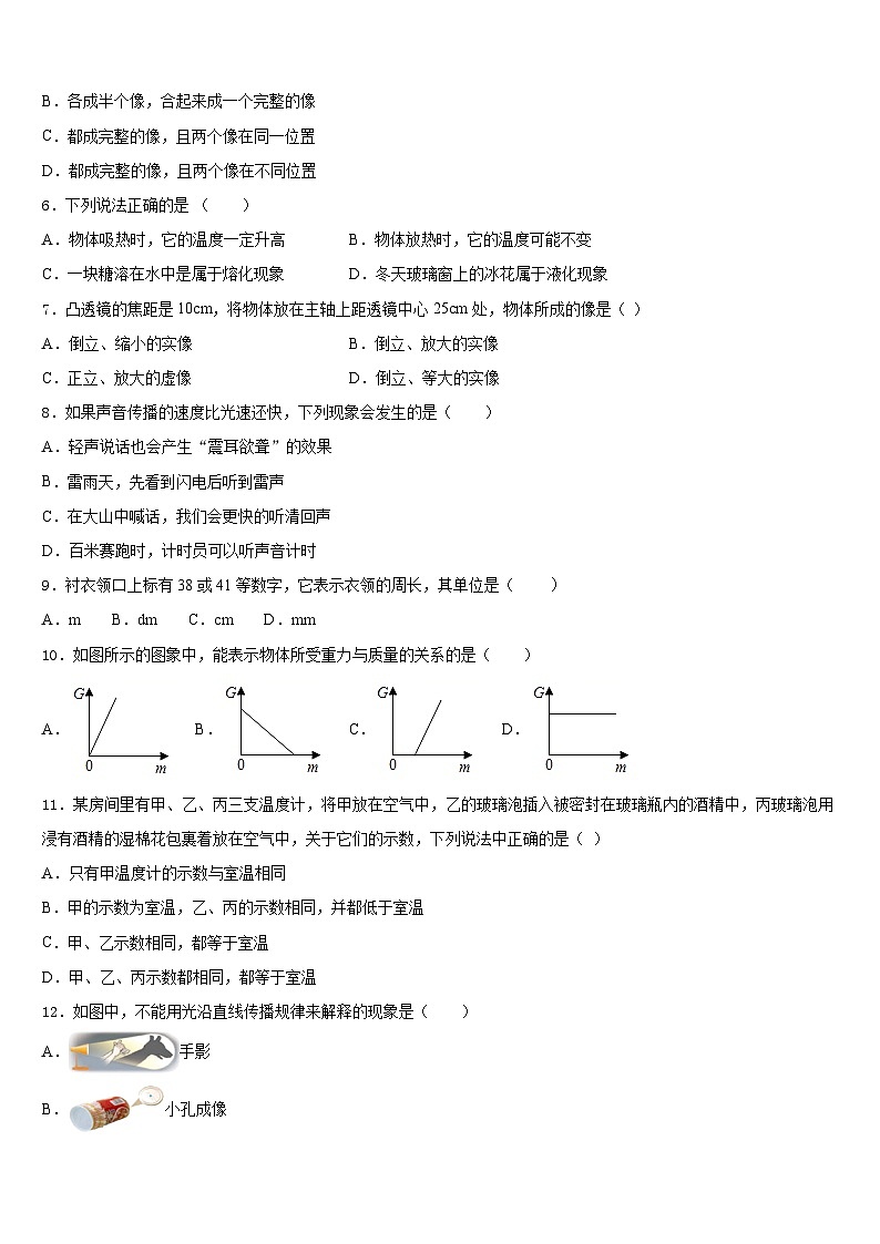 2023-2024学年湖南省长沙青雅丽发中学八上物理期末质量检测模拟试题含答案02