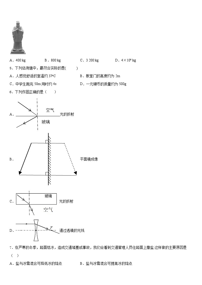2023-2024学年湖南省重点中学八年级物理第一学期期末监测模拟试题含答案02