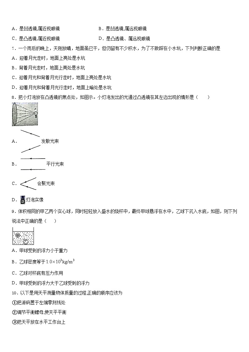 2023-2024学年甘肃省庆阳市八年级物理第一学期期末质量跟踪监视模拟试题含答案第3页