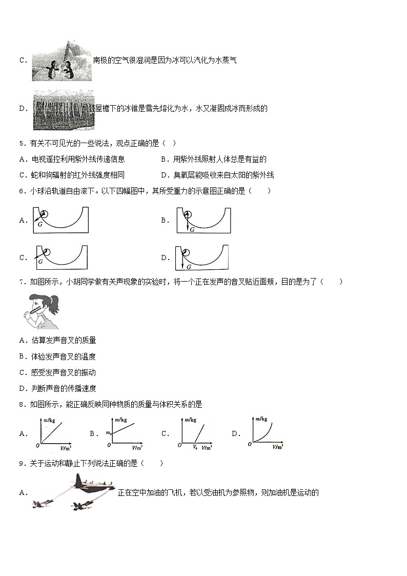 2023-2024学年甘肃省武威市凉州区洪祥中学物理八上期末教学质量检测试题含答案02