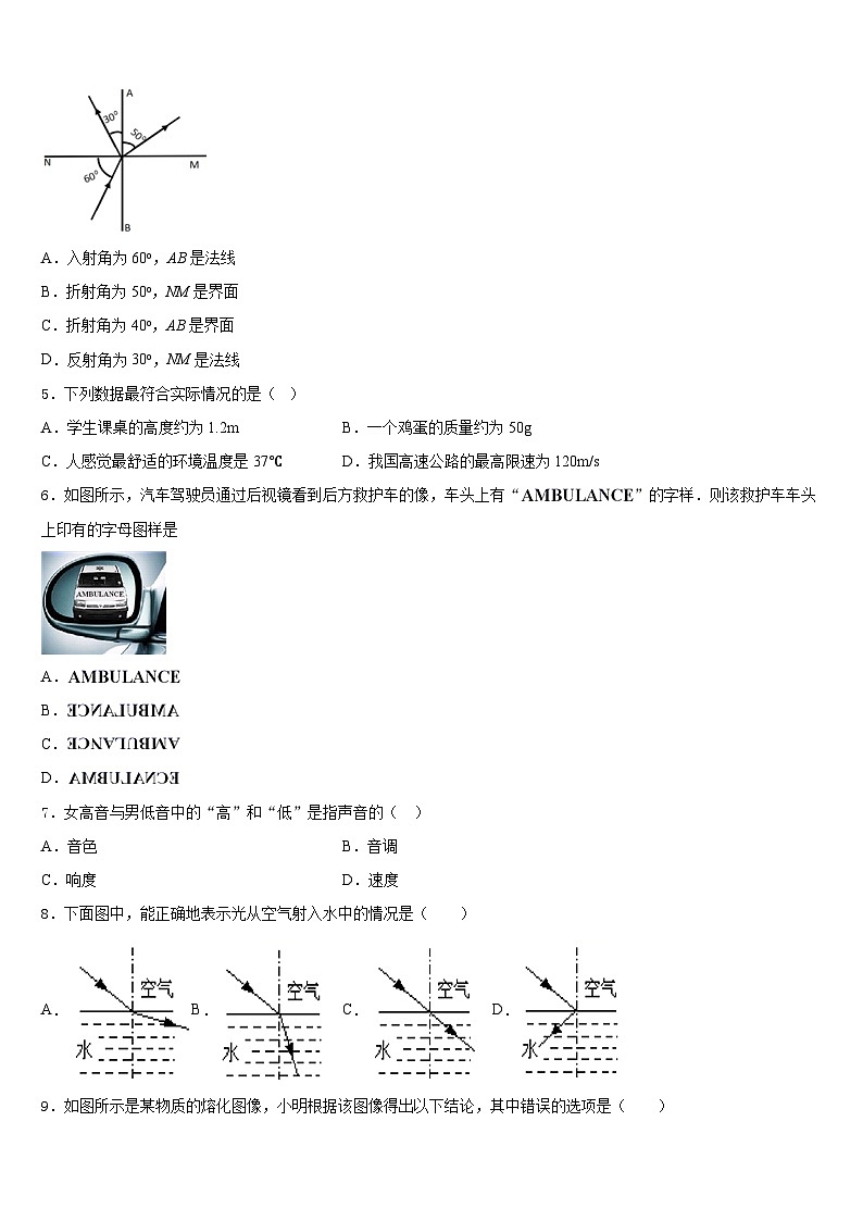 2023-2024学年江苏省无锡市阴山中学八年级物理第一学期期末学业水平测试模拟试题含答案第2页