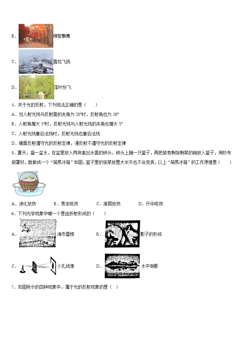 2023-2024学年河北省鸡泽县物理八上期末学业水平测试模拟试题含答案第2页