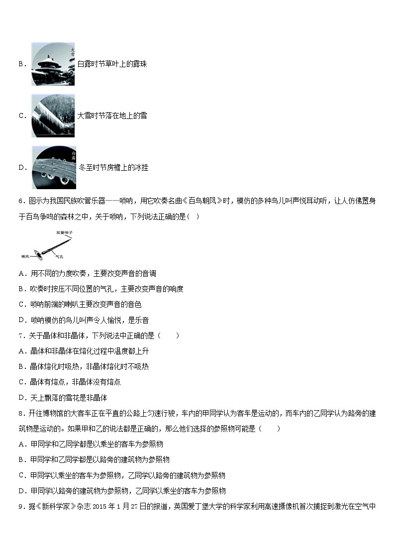 2023-2024学年湖北恩施市龙凤镇民族初级中学八上物理期末学业水平测试试题含答案第2页