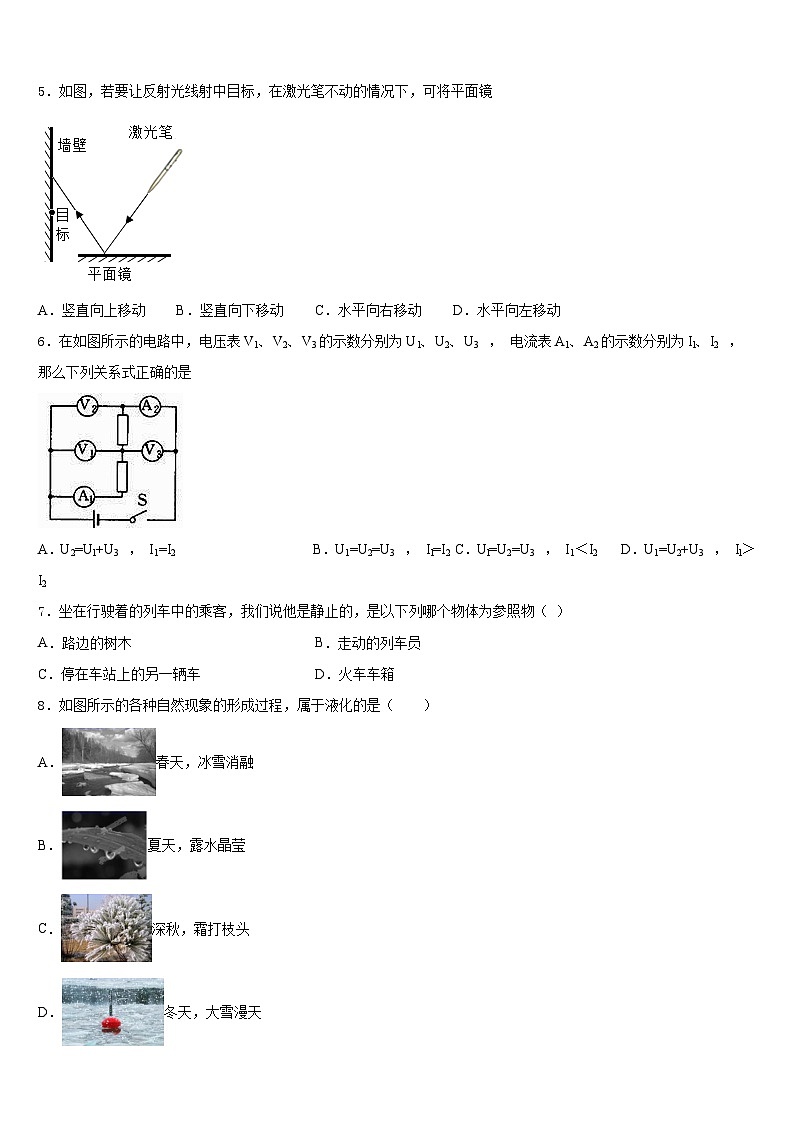 2023-2024学年湖北省武昌区粮道街中学八上物理期末学业水平测试模拟试题含答案第2页