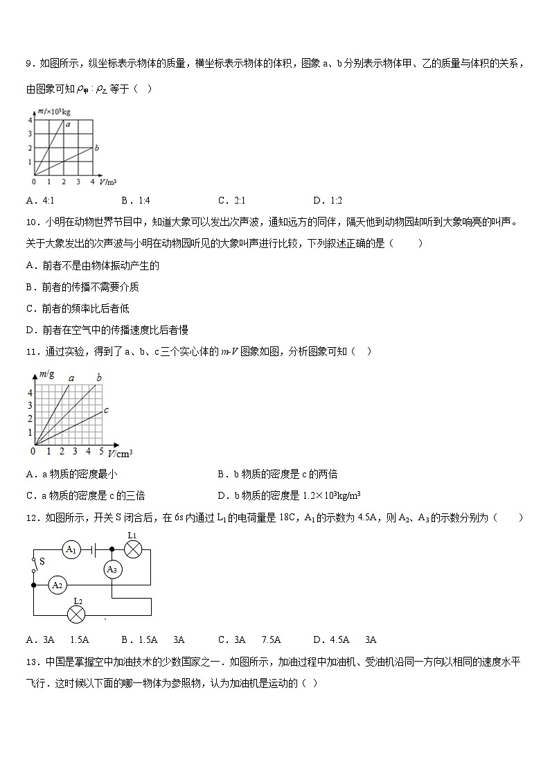 2023-2024学年湖南长沙长郡梅溪湖中学物理八上期末学业水平测试模拟试题含答案第3页