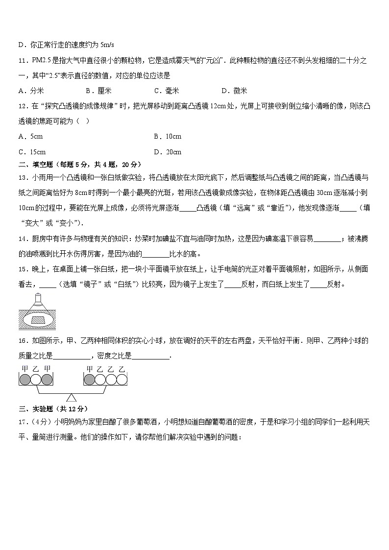 内蒙古巴彦淖尔市临河区2023-2024学年八上物理期末经典模拟试题含答案第3页