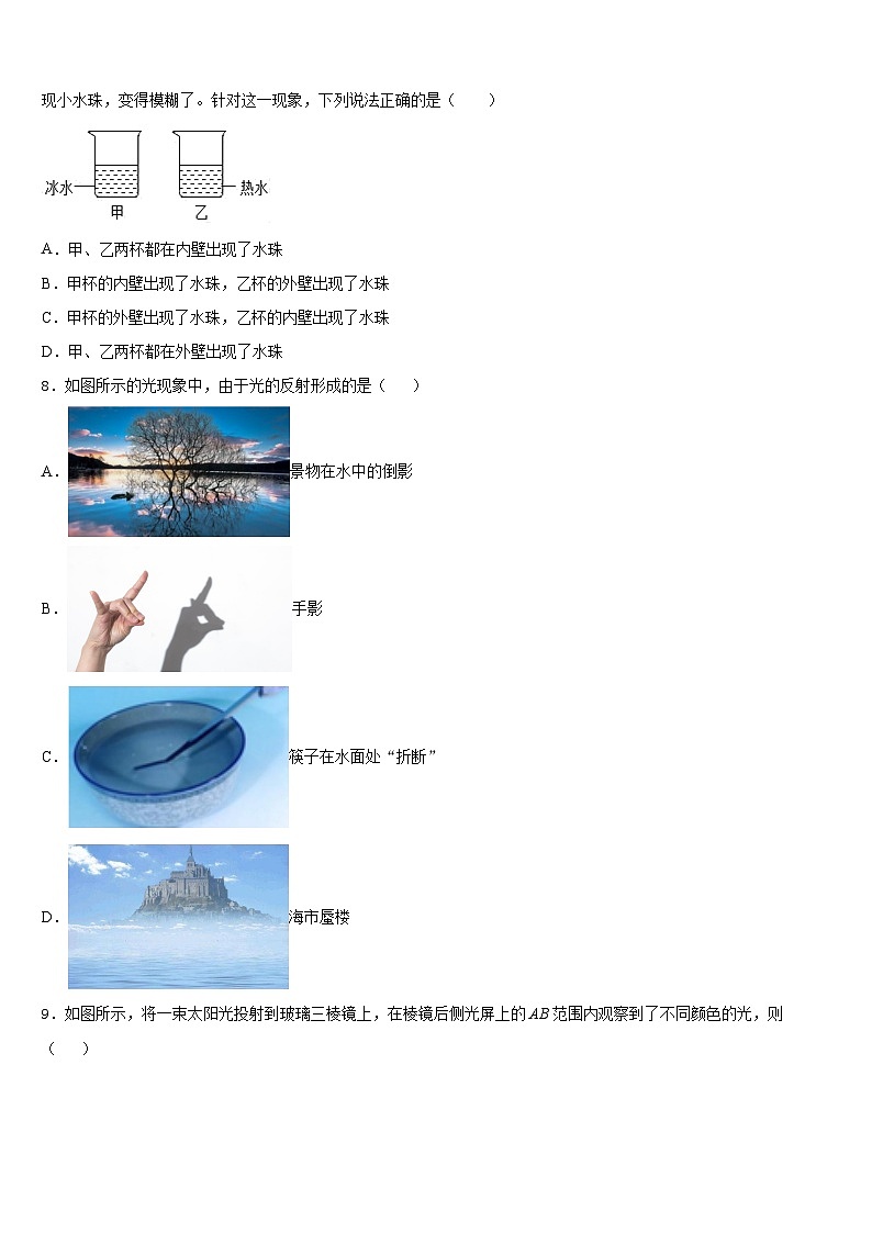 内蒙古翁牛特旗乌丹三中学等学校2023-2024学年八年级物理第一学期期末调研模拟试题含答案第3页