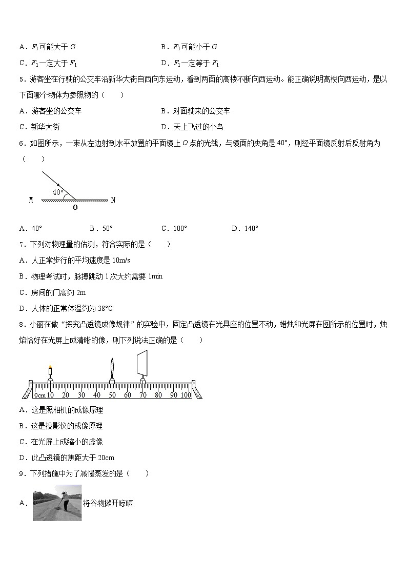 内蒙古自治区赤峰市翁牛特旗第一中学2023-2024学年八年级物理第一学期期末教学质量检测试题含答案第2页