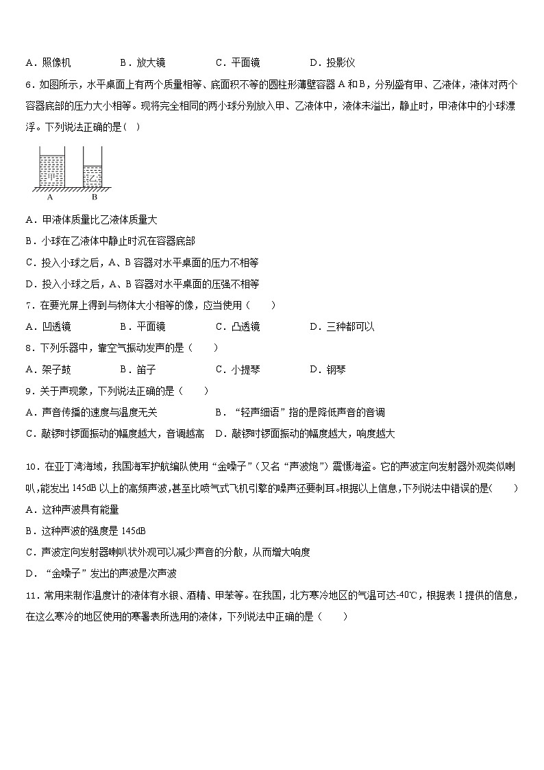 云南省腾冲市第八中学2023-2024学年八年级物理第一学期期末学业水平测试试题含答案第2页