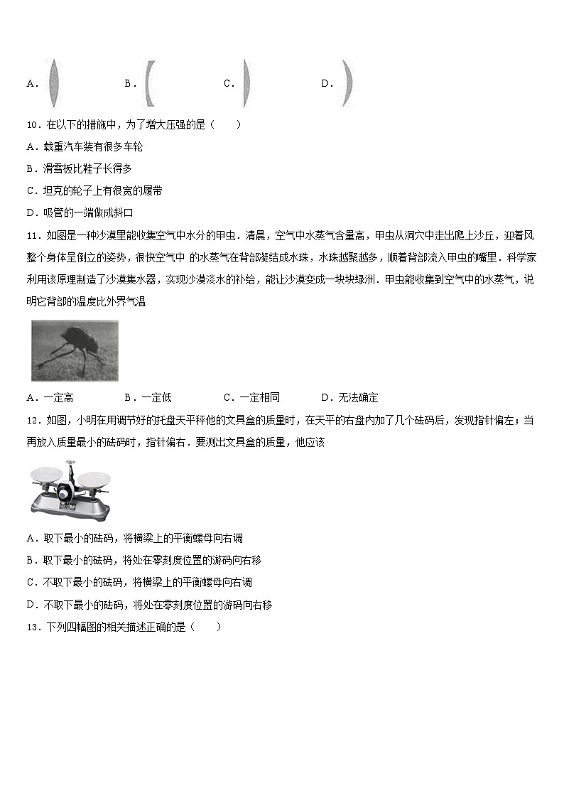 北京市海淀区师达中学2023-2024学年八年级物理第一学期期末考试试题含答案第3页