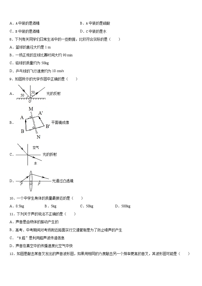 内蒙古赤峰宁城县联考2023-2024学年物理八上期末检测模拟试题含答案第3页
